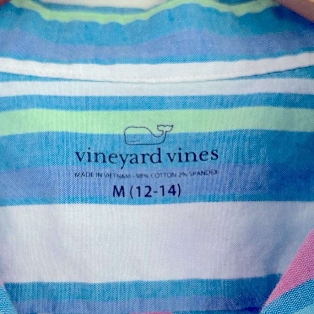 Boys, vineyard vines, short sleeve multicolor stripe button-down shirt - Picture 3 of 3